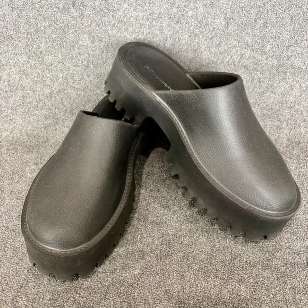 Jeffrey Campbell Platform Clogs Women 9 Black Lug Sole Chunky Slip On Mules
